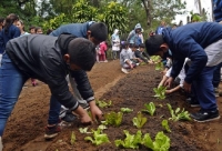 JUNTO A NI&Ntilde;OS INSTALAN HUERTA EN ESCUELA RURAL