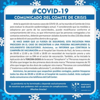 COMUNICADO DEL COMITE DE CRISIS.